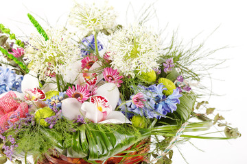 beautiful flowers in the basket