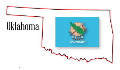 Oklahoma State Map and Flag