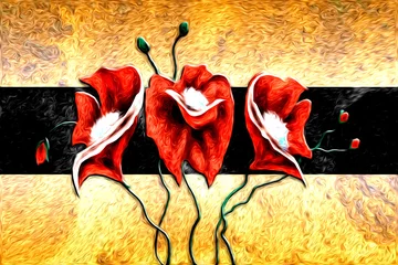 Poster Im Rahmen Abstract flower oil painting © maxtor777