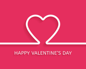 Valentine's Day flat style greeting card. Vector illustration