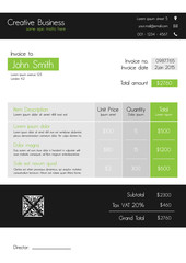Fototapeta na wymiar Invoice template - clean modern style of green and grey
