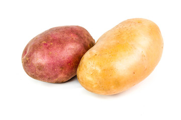 Two red and white potatoes