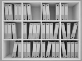 Shelves with binder folders