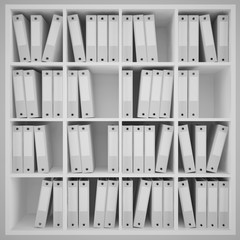Shelves with binder folders