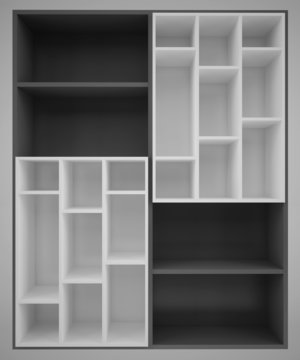 Shelves asymmetric two-color