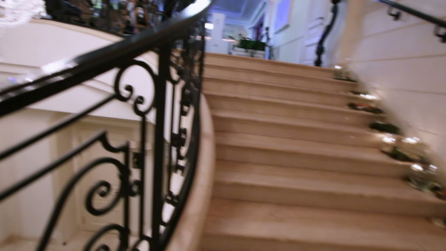 Marble staircase with Crystal Chandelier