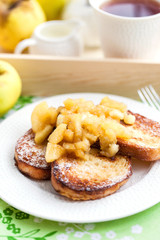 French toasts with stewed apples