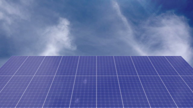 Solar Panel with cloudscape Time-lapse
