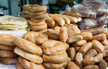 Fresh bread on oriental market