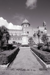 Palermo Cathedral. Black and white image