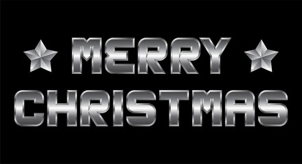 Merry Christmas, metal greeting, black background