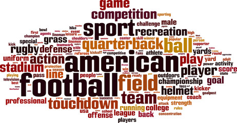 Obraz premium American football word cloud concept. Vector illustration