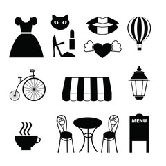 Fototapeta premium collection of black vector french icons
