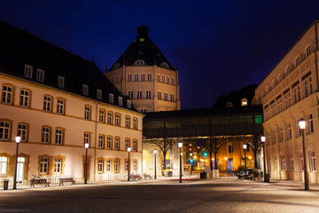 View of Judiciary City in Luxembourg at night