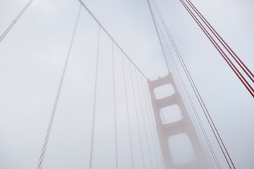 Golden Gate Bridge covered by fog