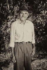 Monochrome portrait of a senior farmer
