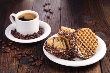 Biscuits with cream and coffee
