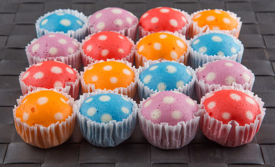 Malaysian steamed rice polka dot muffin or apam polka dot