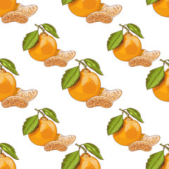 Seamless pattern with mandarins