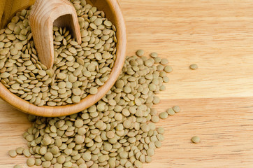 lentils, on wood, background