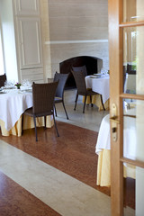 Inside a luxurious French restaurant