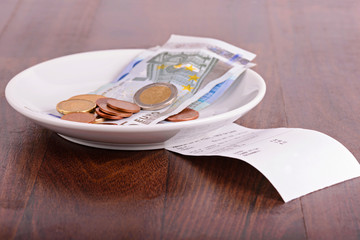 Tip on a restaurant table