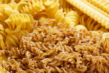 Different types and shapes of Italian pasta