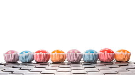 Malaysian steamed rice polka dot muffin or apam polka dot