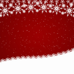 Red Christmas border with snowfall