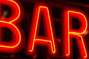 Bar sign in neon lights