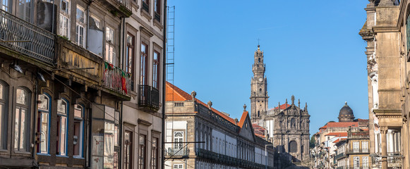 Panoramic of Porto with the Clerigos church and tower