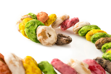 Traditional Italian  Taralli with sugar and glassa in white