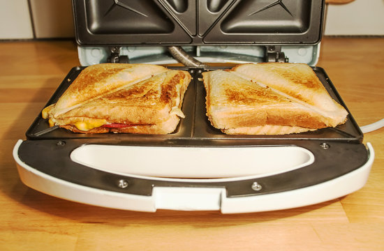 toast with cheese, salami