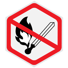 No, open, fire, no smoking, sign, hexagon
