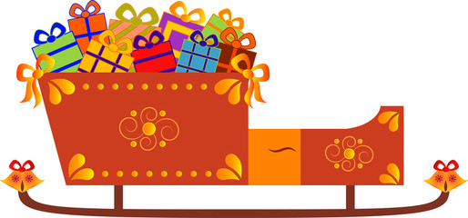 Santa's Sleigh with Christmas Presents Illustration