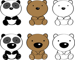 cute baby bears cartoon pack in vector format