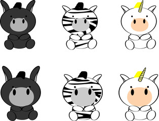 cute baby animals cartoon set2