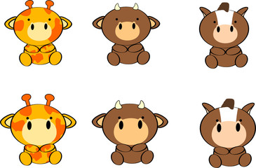 cute baby animals cartoon set