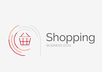 Thin line neat design logo, shopping cart icon