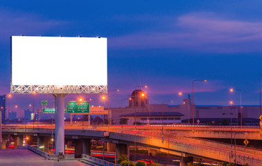 Blank billboard at twilight time for advertisement