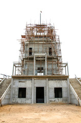 Construction site with building isolate on white background
