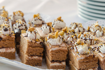 chocolate almond cake on table