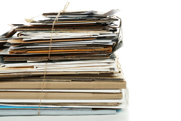 Big stack of papers, isolated on white
