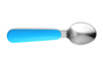 Blue baby spoon isolated on white