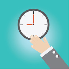 Vector of businessman hand with clock time