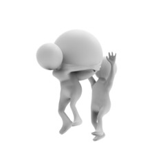 球体を背負う人