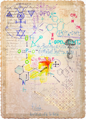 Background with chemical formulas