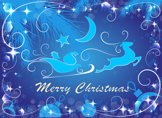 blue Christmas background, vector illustration