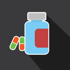 Vector of medicine bottle with long shadow
