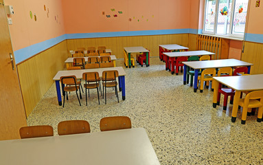 big refectory of the school canteen before lunch break